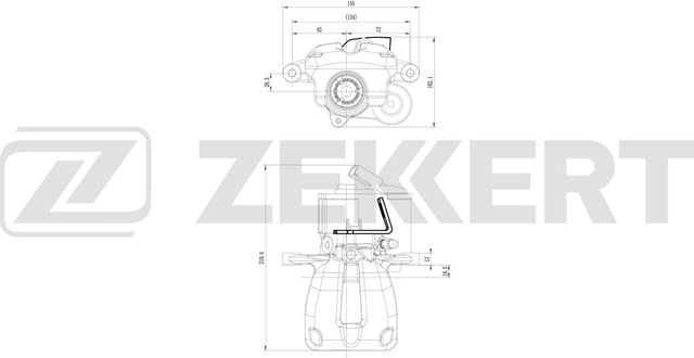 Тормозной суппорт Zekkert (алюминий) задний левый для Volkswagen Passat B6 2005-2011. Артикул BS-8304