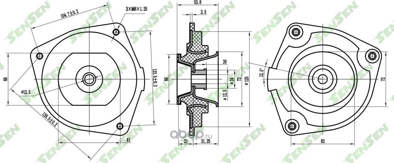 Опора амортизатора_(M61039 SENSEN). Артикул M61039