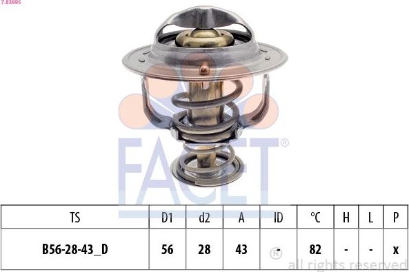 Термостат Facet Made in Italy - OE Equivalent для Toyota Previa III (XR50) 2005-2026. Артикул 7.8399S