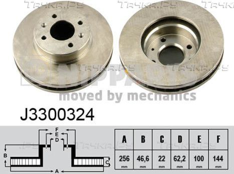 Тормозной диск Nipparts передний для Kia Rio IV 2017-2026. Артикул J3300324