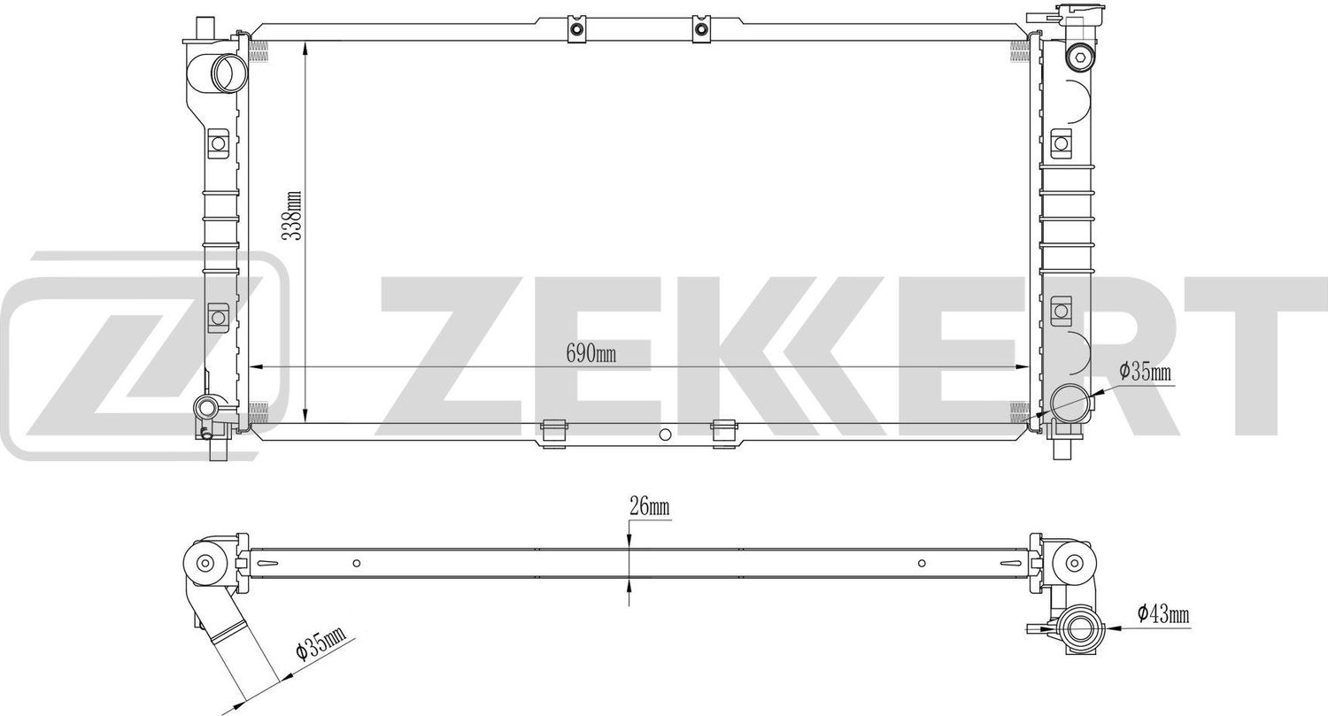 Радиатор охлаждения двигателя Zekkert (алюминий / пластик). Артикул MK-1482
