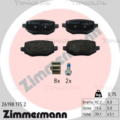 Тормозные колодки Zimmermann задние для Opel Corsa F 2019-2026. Артикул 26198.175.2