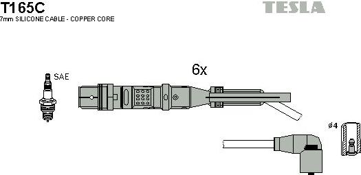 Высоковольтные провода (провода зажигания) (комплект) Tesla. Артикул T165C