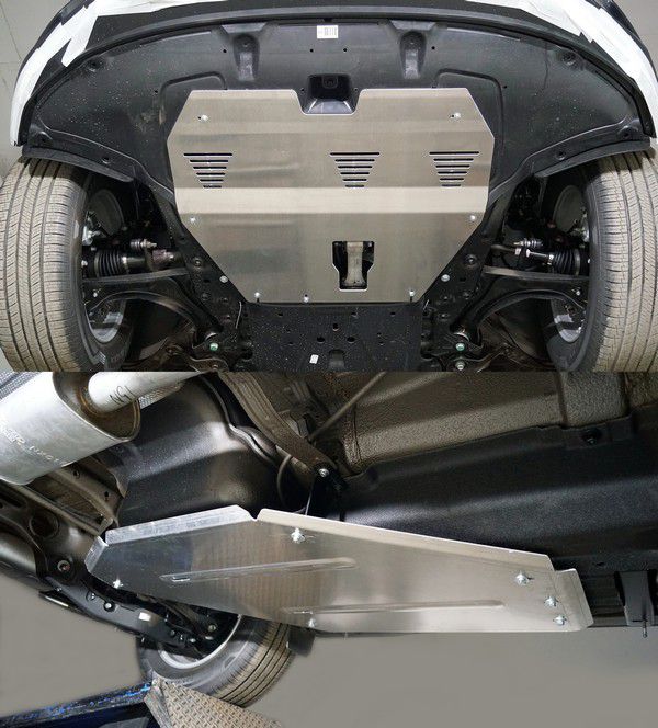 Защита алюминиевая ТСС (4 мм) для картера, бака и КПП Hyundai Tucson IV 2021-2024. Артикул ZKTCC00497K