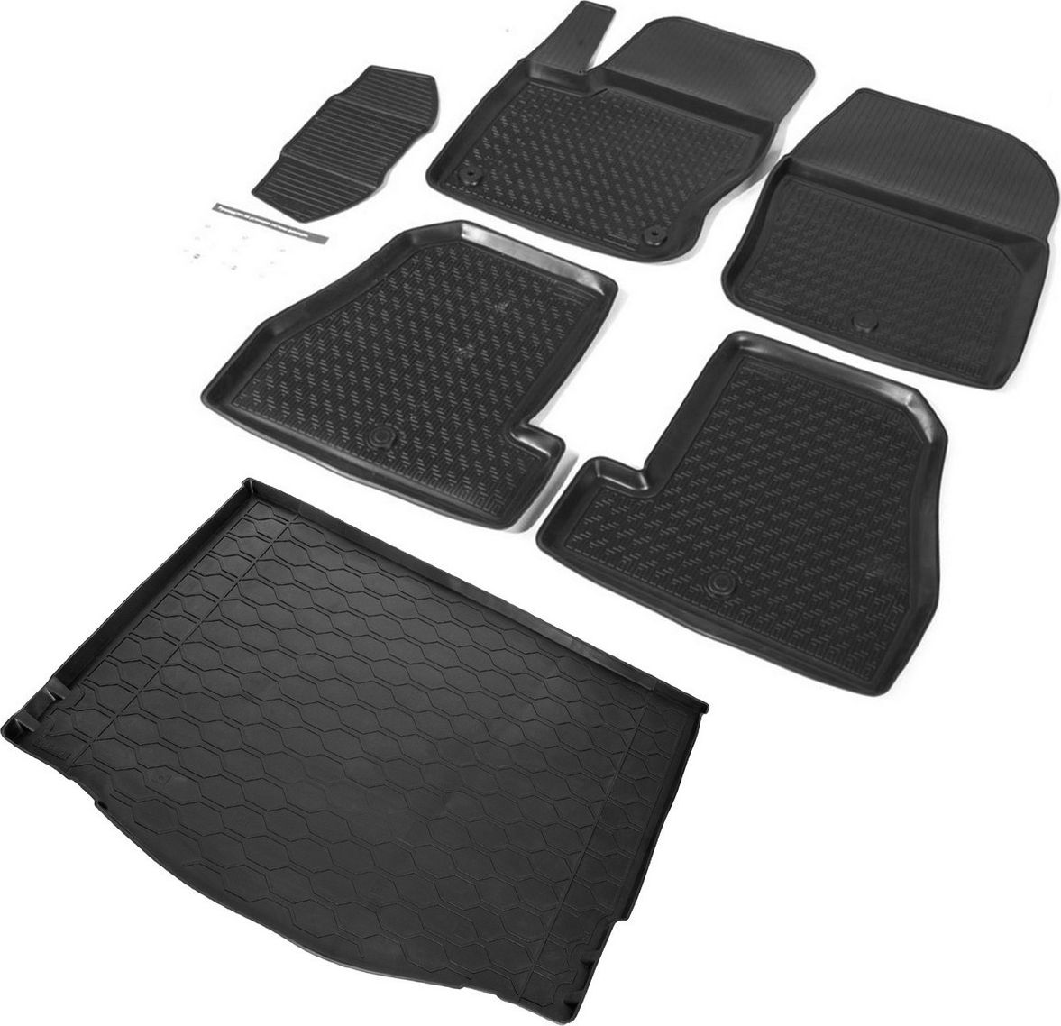 Комплект ковриков Rival для салона и багажника Ford Focus III хэтчбек (багажник с докаткой) 2011-2015. Артикул K11801005-3