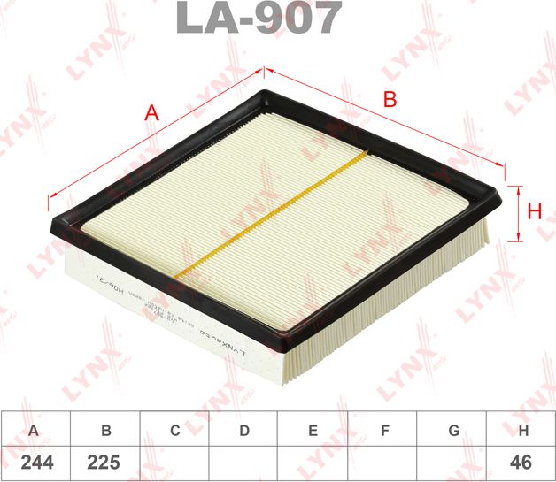 Воздушный фильтр LYNXauto. Артикул LA-907