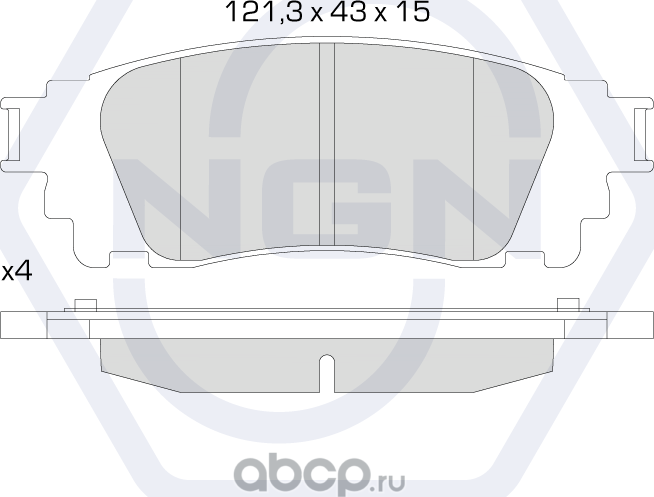 Колодки тормозные керамические, задние (NGN). Артикул 3502449