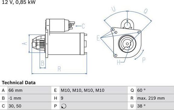 Стартер Bosch для Renault 9 1981-1989. Артикул 0 986 010 310