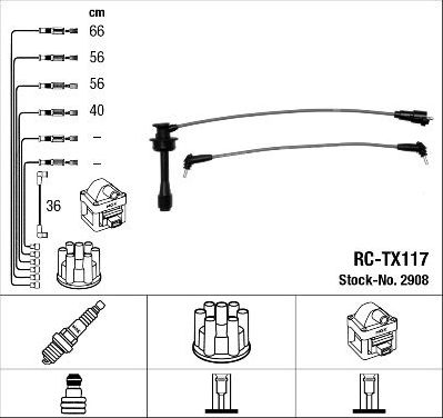 Высоковольтные провода (провода зажигания) (комплект) NGK. Артикул 2908