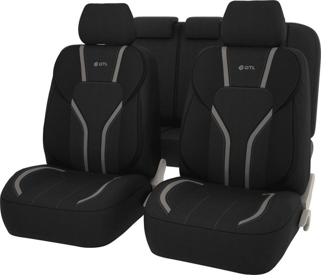 Чехлы универсальные PSV GTL Triumf с боковыми поддержками на сидения, цвет Черно-Темно-серый. Артикул 133071