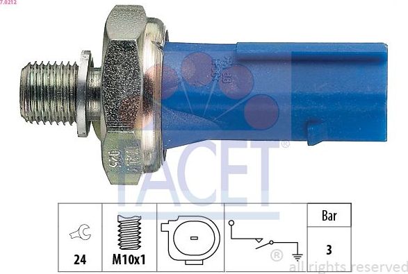 Датчик давления масла Facet Made in Italy - OE Equivalent. Артикул 7.0212