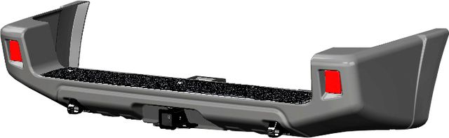 Бампер задний силовой АВС-Дизайн для УАЗ Patriot 2014-2026 с лифтом положения кузова 0-65 мм. УСИЛЕННЫЙ, с квадратом под фаркоп, под покраску. Артикул ABC.UAZ.RB.28P