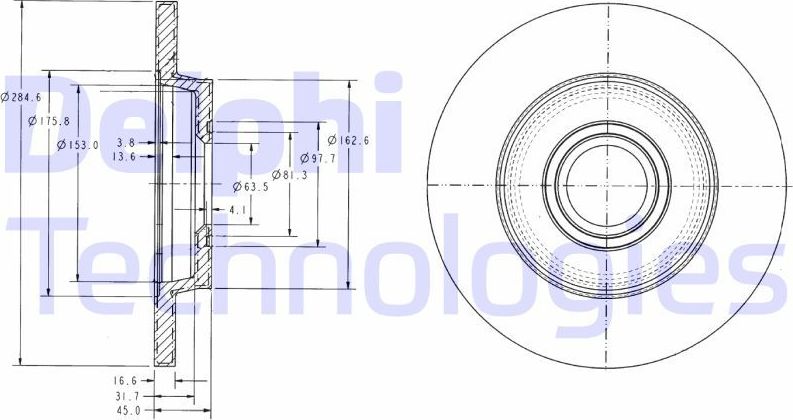 Тормозной диск Delphi. Артикул BG3416