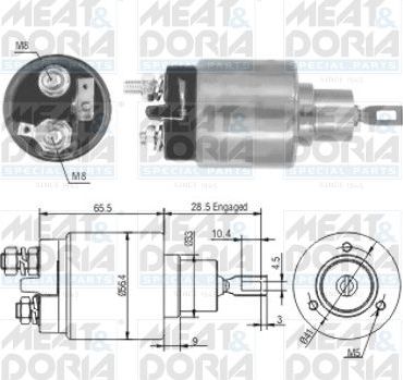 Втягивающее реле стартера Meat & Doria для Volkswagen Transporter T4 1990-2003. Артикул 46060