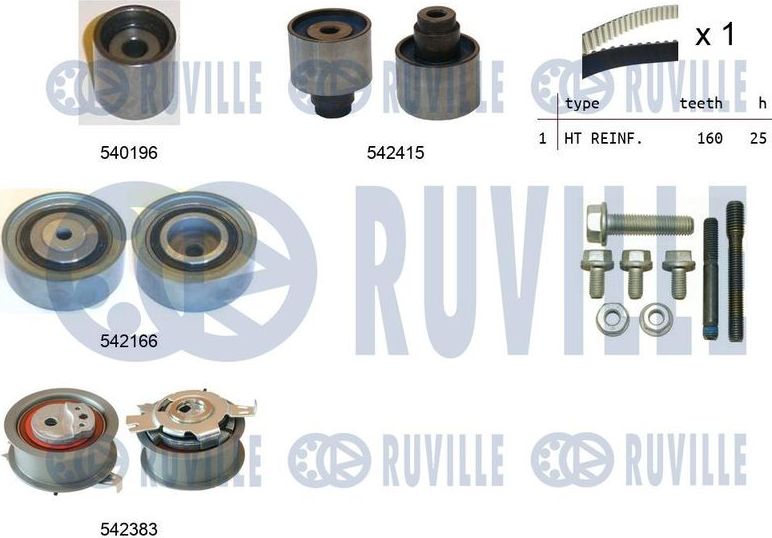 Ремень ГРМ с роликами (комплект) Ruville. Артикул 550335