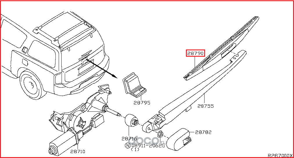 Щетки стеклоочистителя (дворники) Nissan. Артикул 287907S000