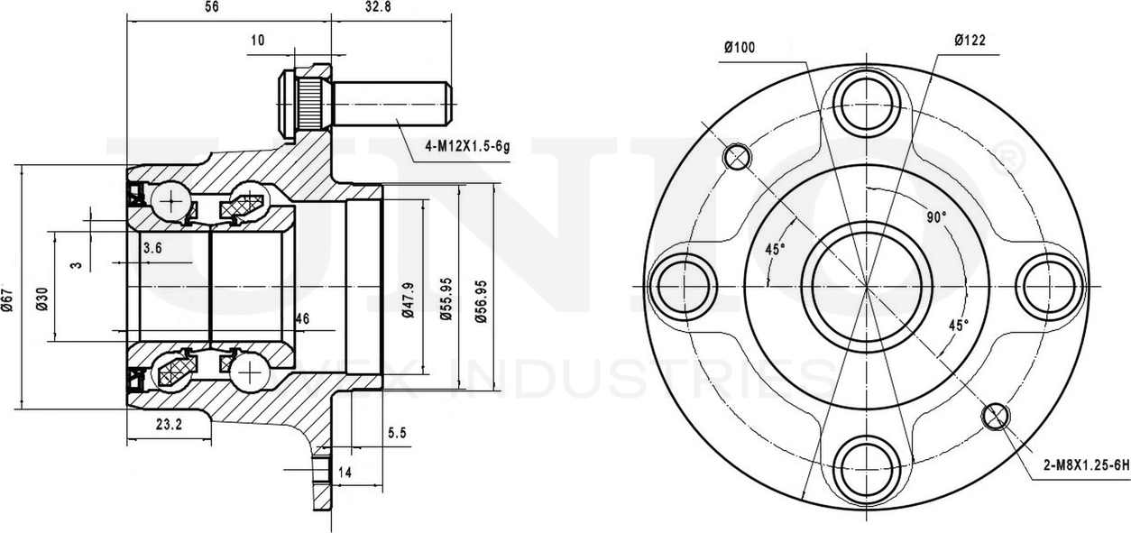 Ступица колеса с интегрированным подшипником (Unio). Артикул HUB-20066