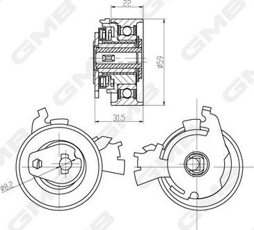 Натяжной ролик (натяжитель) ремня ГРМ GMB. Артикул GTB0040