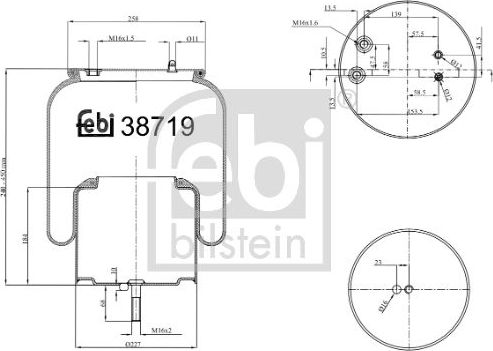 Пневмоподушка (пневморессора) Febi Bilstein задняя задняя правая/левая для Scania G 2004-2015. Артикул 38719