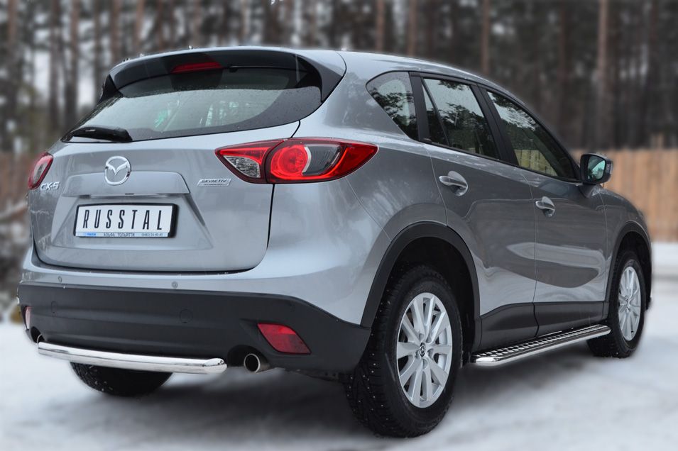 Защита RusStal заднего бампера d63 (дуга) для Mazda CX-5 2011-2017. Артикул M5Z-001140