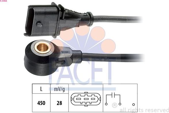 Датчик детонации Facet Made in Italy - OE Equivalent. Артикул 9.3068