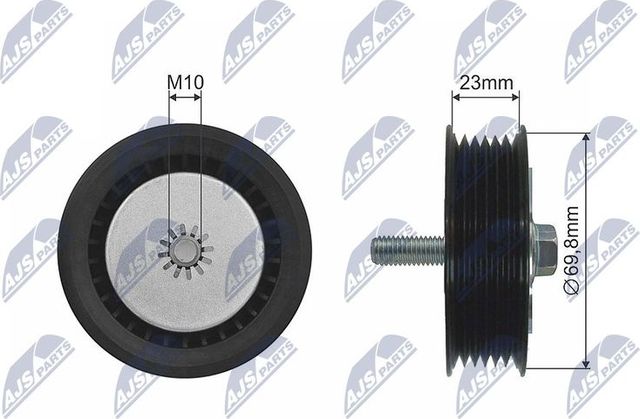Направляющий (ведущий) ролик приводного поликлинового ремня NTY (Металл). Артикул RNK-PL-024
