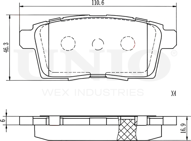 Колодки тормозные дисковые, комплект (Unio). Артикул BRP-20108