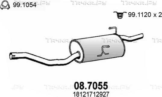 Глушитель Asso для BMW 3 IV (E46) 1997-2006. Артикул 08.7055