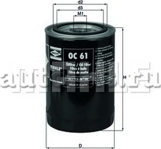 фильтр масляный (Mahle/Knecht). Артикул OC61