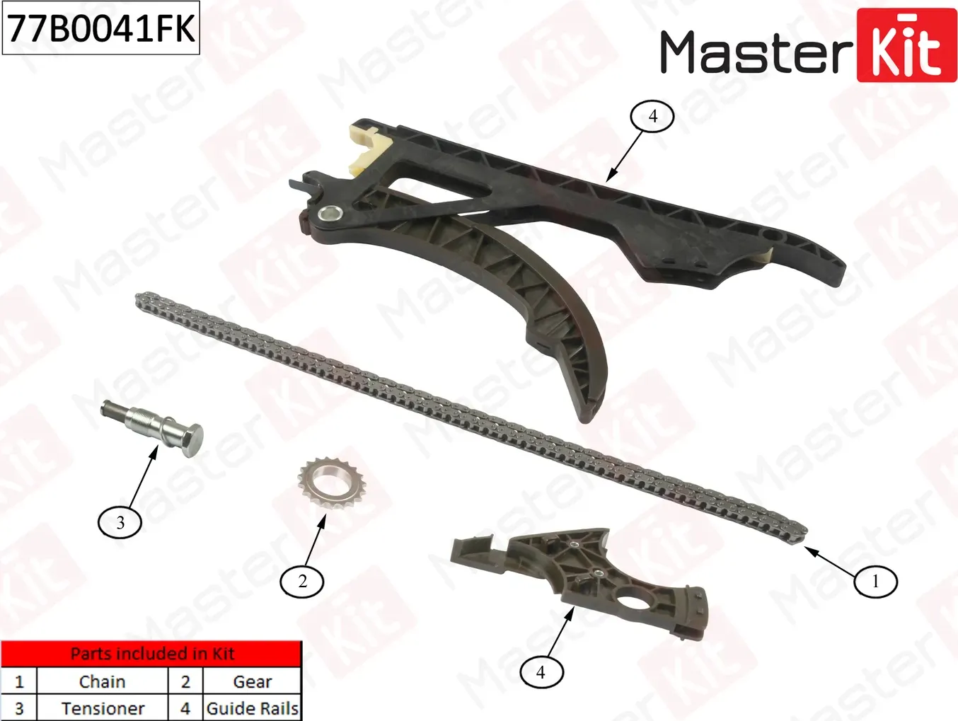 77B0041FK Комплект цепи ГРМ BMW E60/E61/E81/E87/E90 1.6-2.0 N43B20A 06-13 (Master KIT). Артикул 77b0041fk