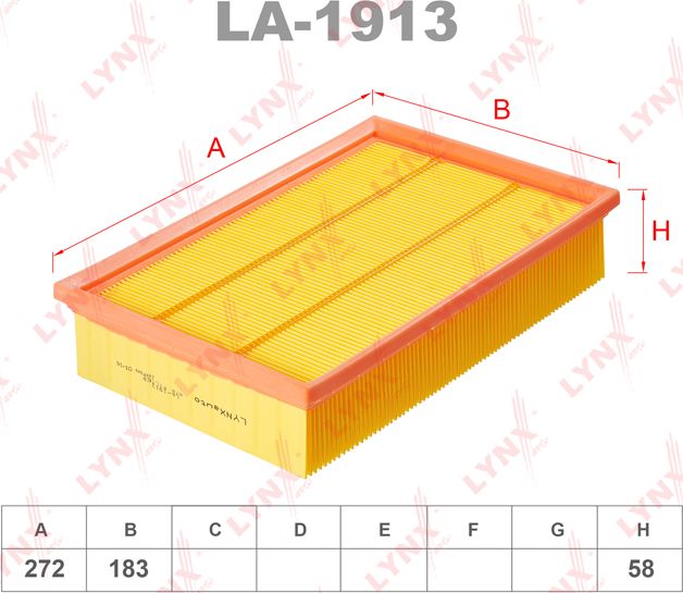 Воздушный фильтр LYNXauto. Артикул LA-1913