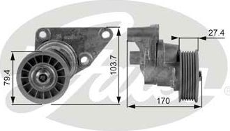 Натяжной ролик (натяжитель) приводного поликлинового ремня Gates DriveAlign®. Артикул T38158