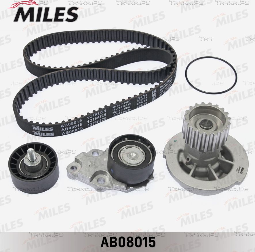 Помпа (водяной насос) с комплектом ремня ГРМ Miles для Chevrolet Nubira 2005-2011. Артикул AB08015