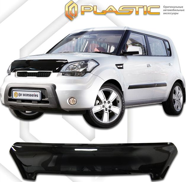 Дефлектор СА Пластик для капота (Classic черный) Kia Soul I рестайлинг 2011-2013. Артикул 2010010108311