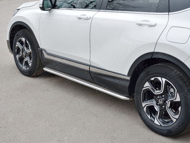 Защита порогов РусCталь труба d42 с листом (вариант 3) для Honda CR-V V до рестайлинга 2016-2020. Артикул HCRL-0028293