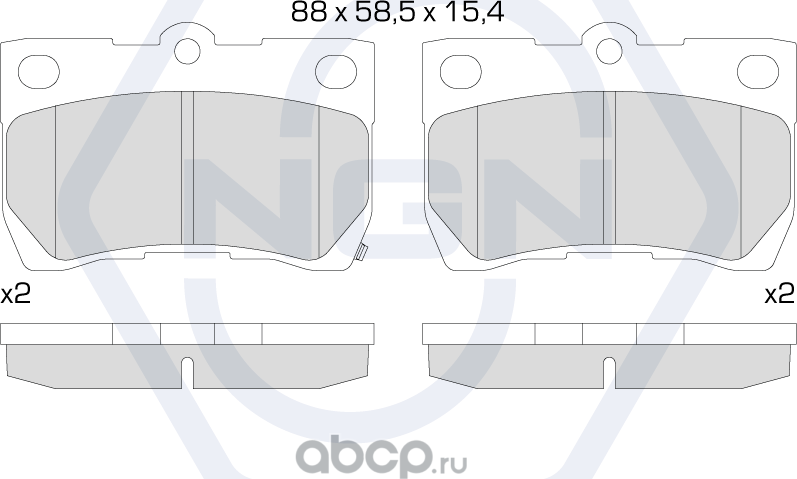 Колодки тормозные керамические, задние (NGN). Артикул 3501610