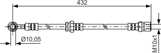 Тормозной шланг Bosch передний левый для Daewoo Lacetti 2004-2005. Артикул 1 987 481 383