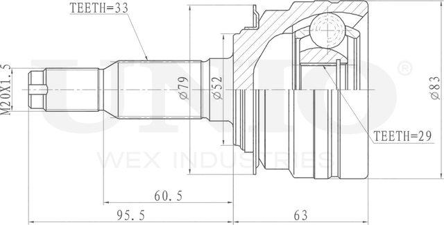 ШРУС наружный (Unio). Артикул CVJ-20060