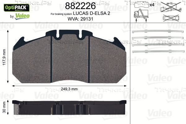 Тормозные колодки Valeo OptiPack передние/задние для Renault Premium I 1996-2006. Артикул 882226