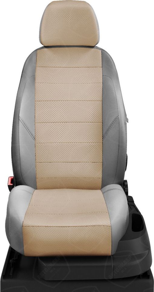 Чехлы Автолидер на сидения для Chery Fora седан 2006-2026, цвет Бежевый/Светло-серый. Артикул CR10-0202-EC19