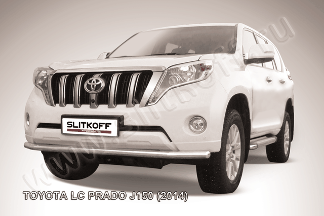Защита Slitkoff переднего бампера d57 для Toyota Land Cruiser Prado 150 2013-2017. Артикул TOP14-005