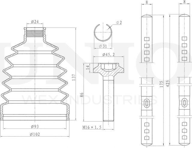 Пыльник ШРУС, комплект (Unio). Артикул DUC-30085K