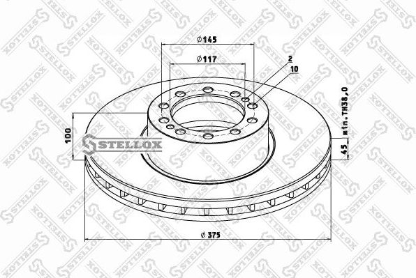 Тормозной диск Stellox. Артикул 85-00803-SX