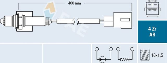 Лямбда-зонд (кислородный датчик) FAE. Артикул 75654