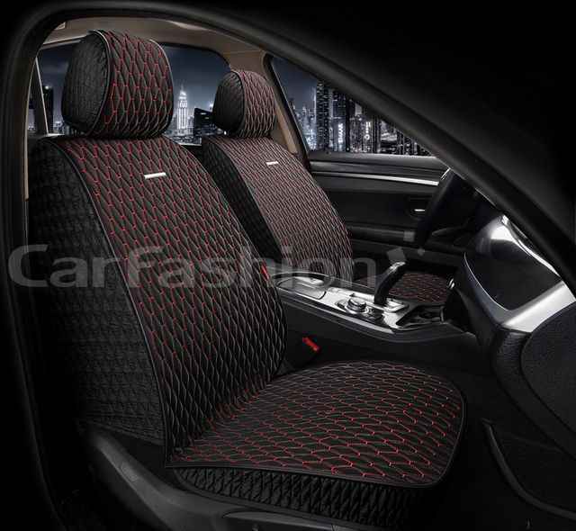 Накидки универсальные CarFashion Iceberg Front на передние сидения авто, цвет Черный/Черный/Красный. Артикул 26190
