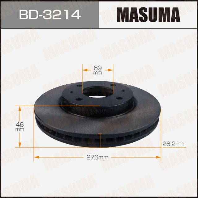 Диск тормозной MASUMA, front MITSUBISHI GALANT EA5W, EA2A [уп.2] Masuma. Артикул BD3214