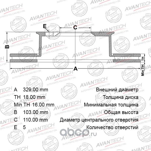 Диск тормозной задний (Avantech). Артикул BR0109S