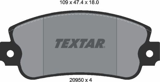 Тормозные колодки Textar передние для Fiat 900T 1982-1986. Артикул 2095005