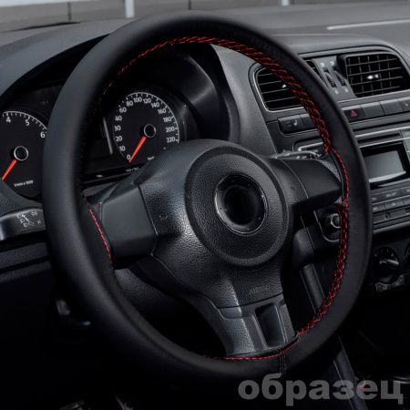 Оплётка на руль Rezkon (размер M, экокожа глад., цвет ЧЕРНЫЙ/СЕРЫЙ). Артикул 8001011012