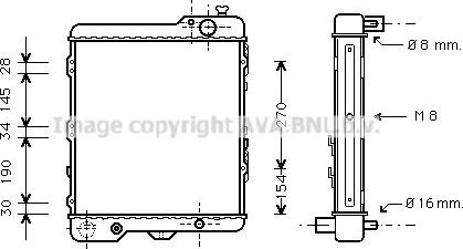 Радиатор охлаждения двигателя AVA для Volkswagen Santana 1981-1984. Артикул AIA2038